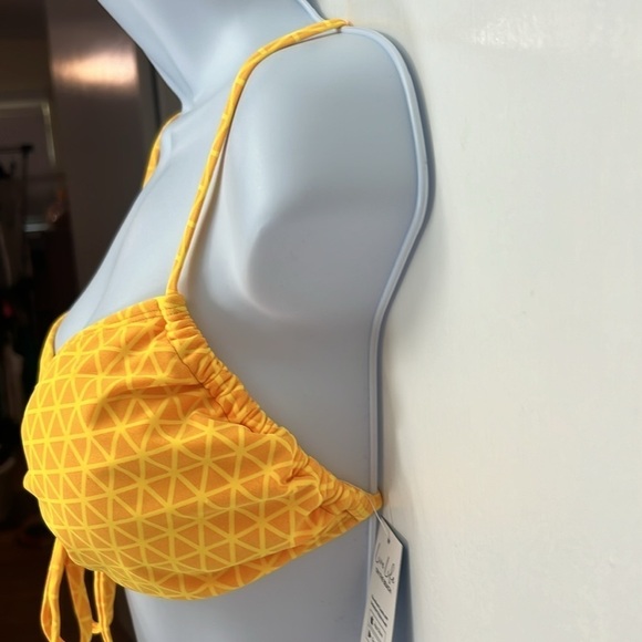 CUPSHE Geo Print Tie Front Bikini Top, removable cups, Sz. L, ties in back - Picture 7 of 11